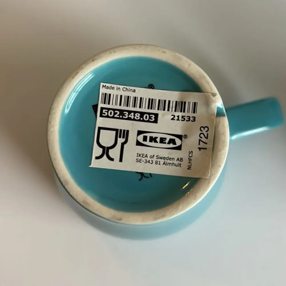 IKEA Fargrik Ceramic Coffee Tea Mugs Set of 4 Stackable Teal